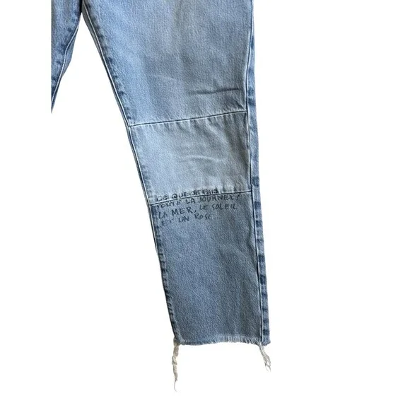 FRAME Le Slouch Caspian Graffati Scribble Print Boyfriend Jeans Size 28 Button - Picture 3 of 9